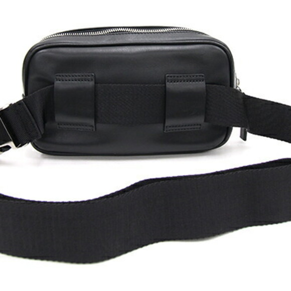 MONCLER Waist Bag G209P5M70200 Black Leather Pouch Body Men's Women's - Picture 2 of 8